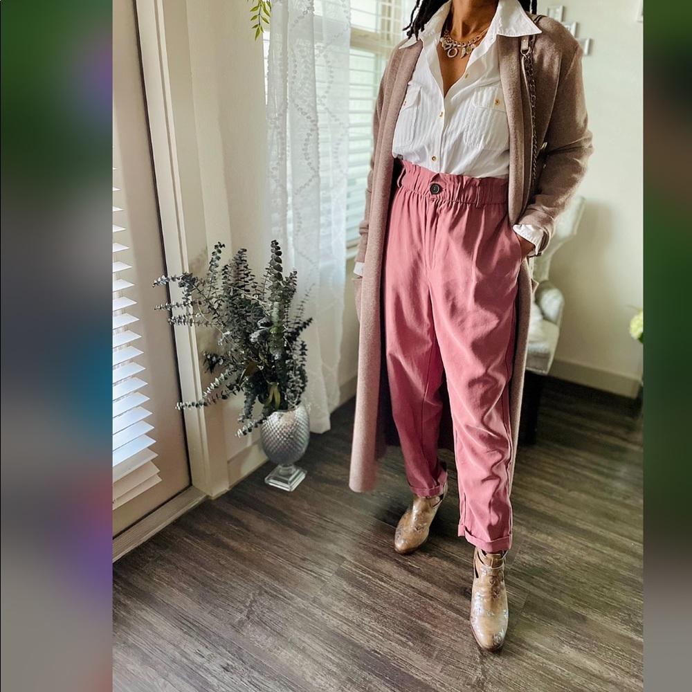 Zara Blush Pink Paper Bag Pants XL
